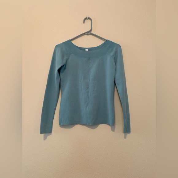 LOFT Tops - Light-Blue Boat-Neck Long Sleeve Top